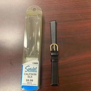 Speidel Black Calfskin Watch Strap with Gold Buckle